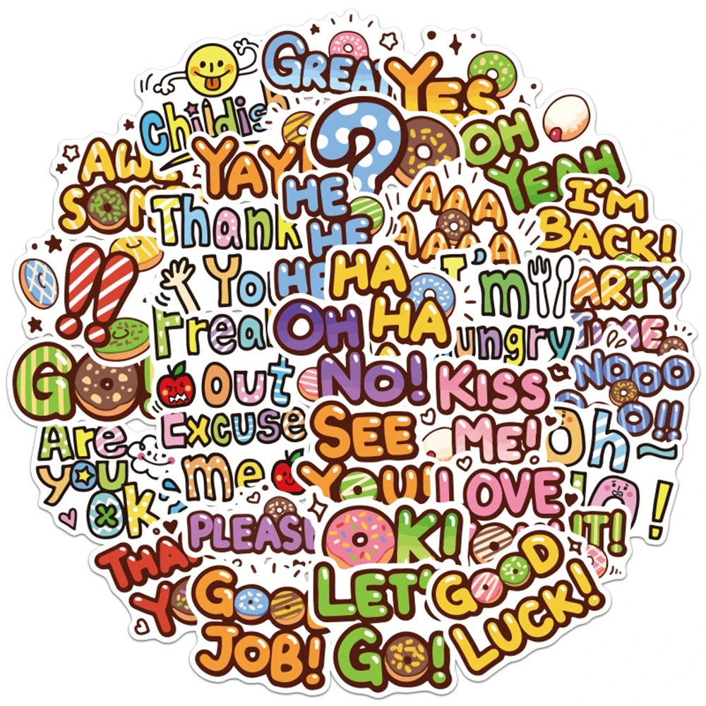 

50pcs English Phrases Vsco Series Stickers for Notebook libretas Laptop Bike Helmet Car Waterproof Sticker alphabet stickers