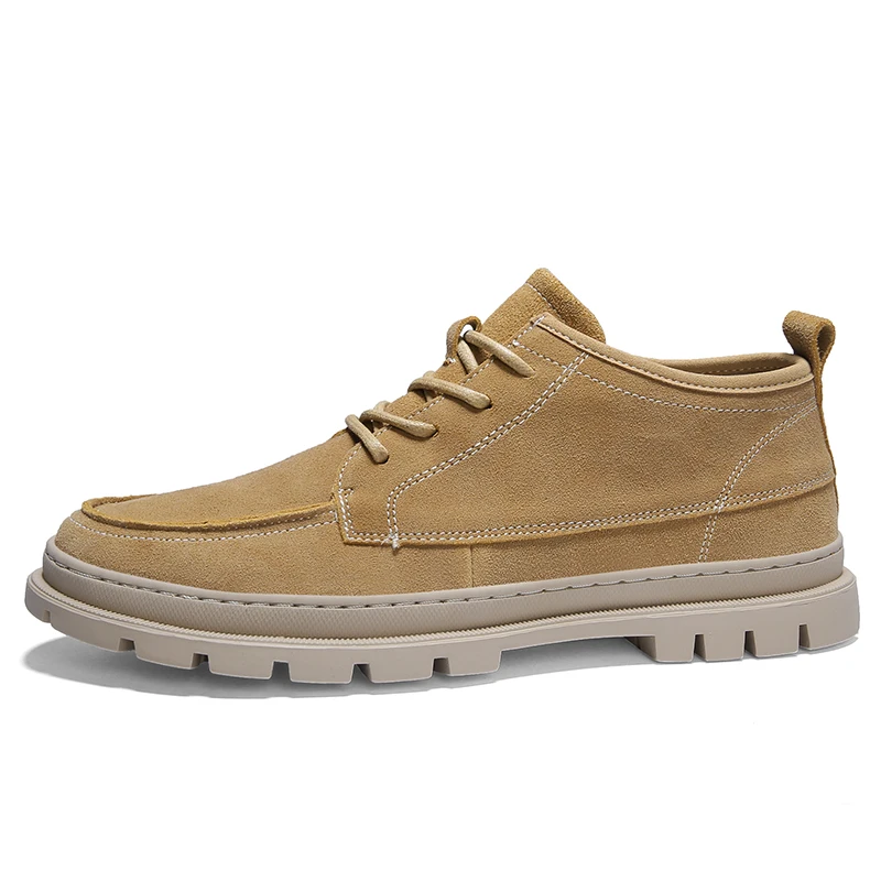 Men Casual Leather Shoes Work Safety Shoes Winter Waterproof Ankle Boats Wild tide shoes Business Flats%f-19103