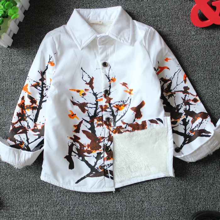 Childrenswear Autumn And Winter Long-sleeved Shirt Brushed And Thick BOY'S Children Cotton Printed Shirt Korean-style Fashi
