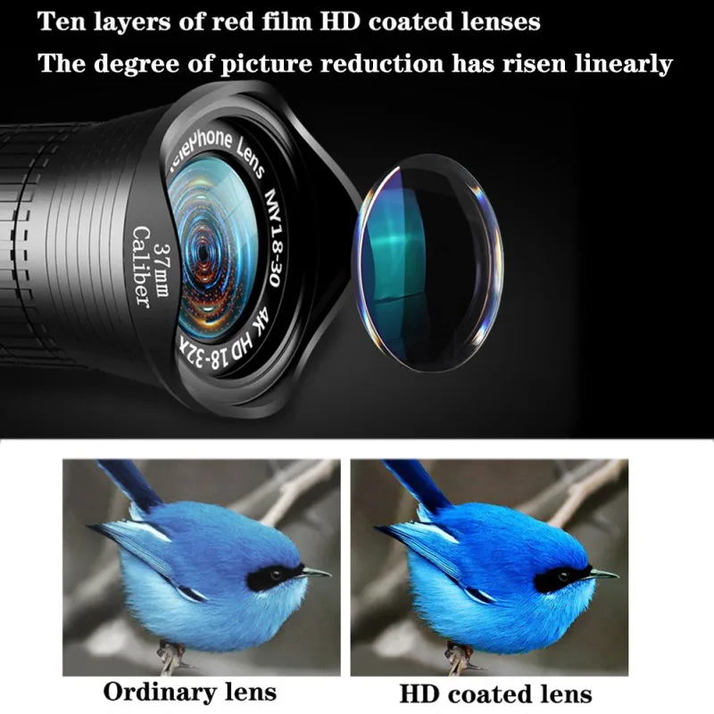 Aluminum Alloy Mobile Phone Universal HD Mobile Phone 18-30 Zoom Lens Dual Focus Telephoto Focus Lens