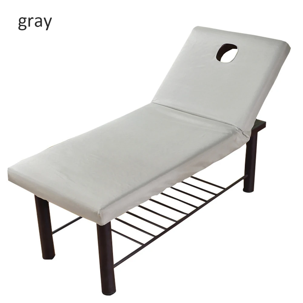 70*190 см Покрывало для массажного стола простыня твердая кушетка переднее отверстие полиэстер эластичная круглая обертка для массажного стола - Цвет: Gray