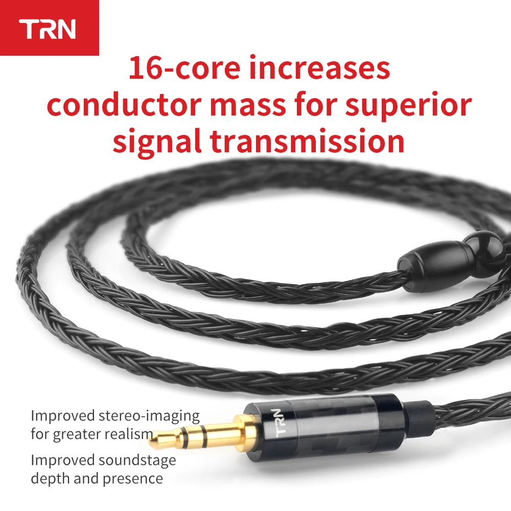 TRN T2 16 Core 3,5 2,5 MMCX Посеребренная медь HiFi Модернизированный ручной кабель подходит для KZ ZS6 ZS5 ZS4 ZS3 ZSA ED16 наушники