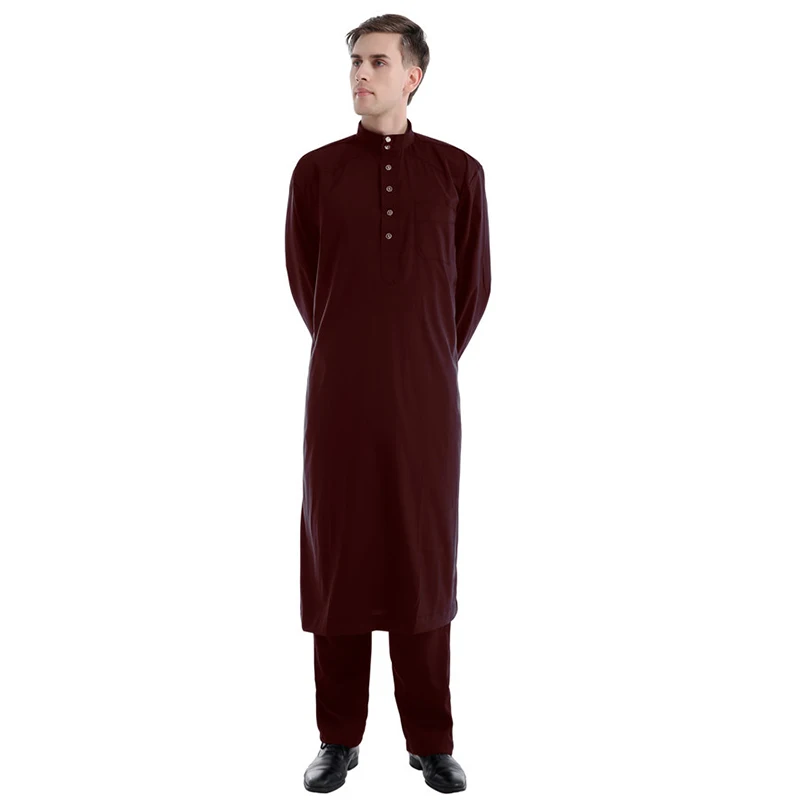 Модная мусульманская одежда мужские включает топ + штаны ropa musulmana hombre курта для