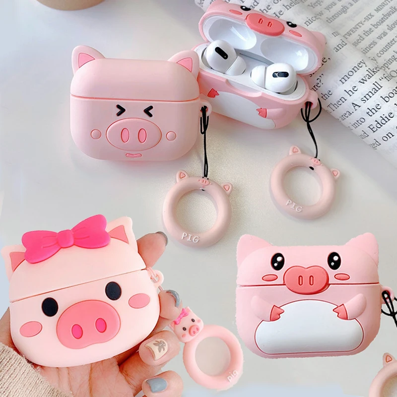 Для AirPods Pro Чехол 3D милый мультяшный розовый поросенок беспроводной для наушников