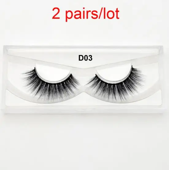 2pair D03 2 пара/лот Visofree ресницы 3D Искусственные норковые ресницы веганские безжалостные пушистые шелковые ресницы толстые мягкие Накладные ресницы для макияжа - Цвет: 2pair D03