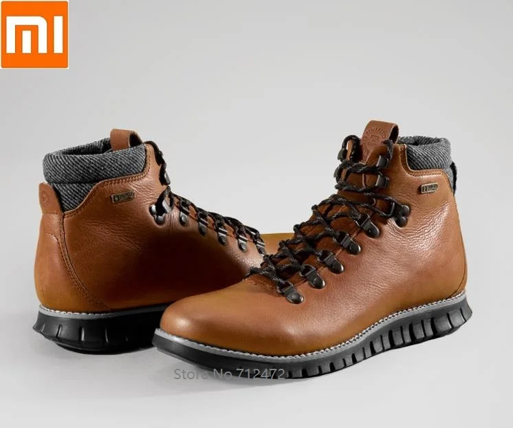 Xiaomi легкие эластичные спортивные рабочие мужские ботинки первый слой воловьей кожи антибактериальные стельки ботильоны мужские повседневные ботинки