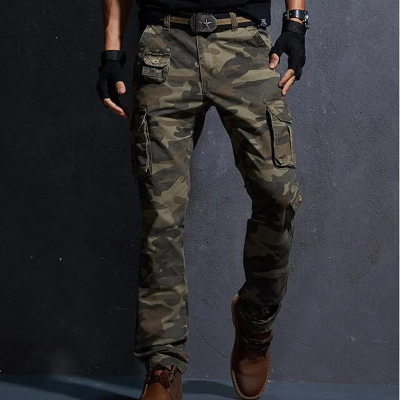 camouflage Yellow Новые Брюки карго мужские камуфляжные военные хлопковые брюки повседневные удобные брюки с карманами камуфляжные брюки для бега хлопковые брюки - Цвет: camouflage Yellow