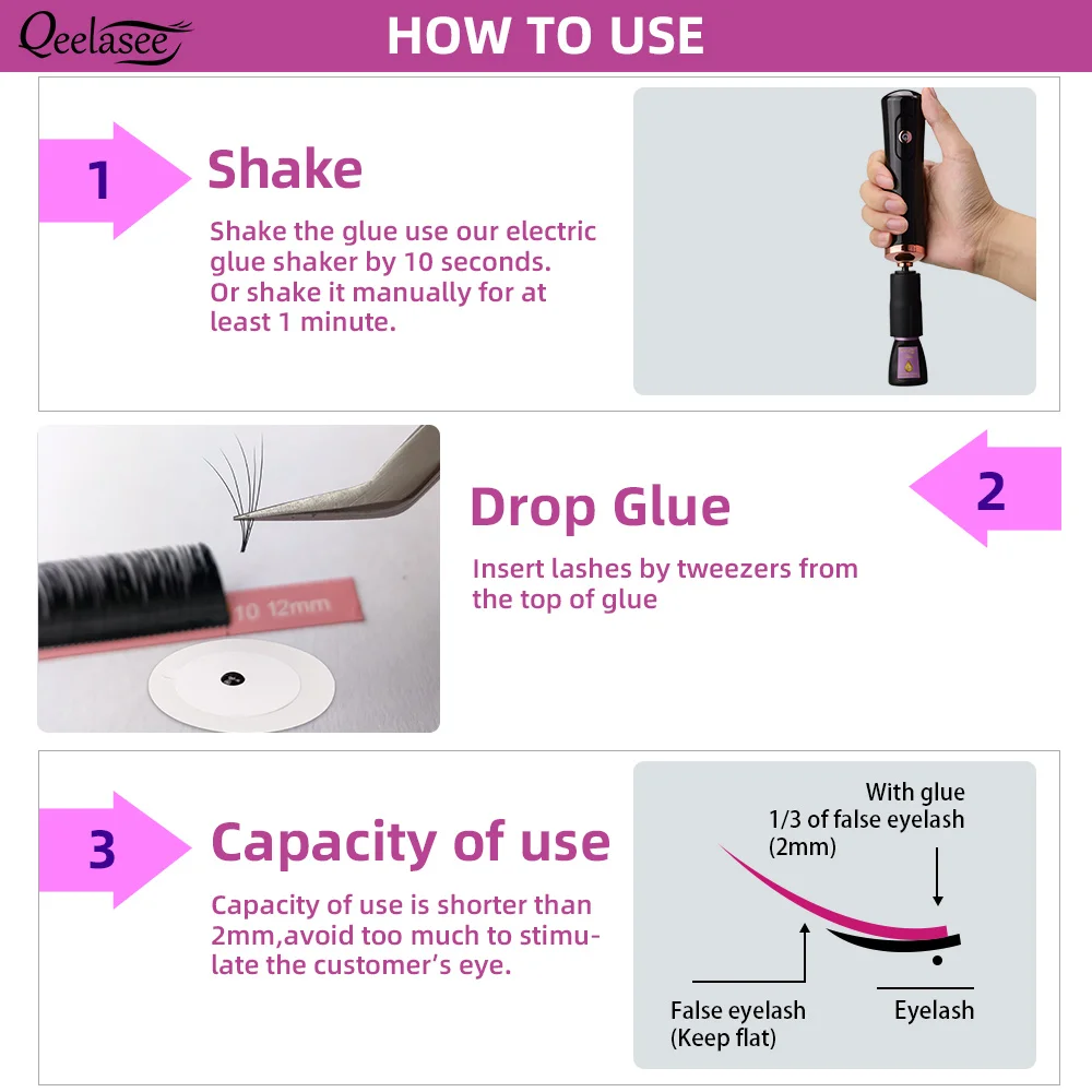 Qeelasee New Arrival 0.5s Fast Drying Eyelash Extension Glue Lasting 7-8 Weeks Makeup Tools Eyelash Glue 4