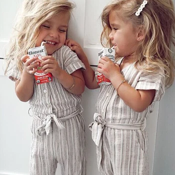 

chifuna New Fall Stripe Romper Bow Pants Baby Cotton Fashion Overalls For Girls Overalls Girls Jumpsuit Children Kids Clothes