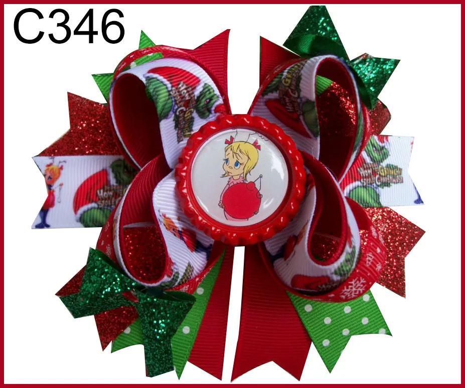 E 15 шт. рождественские банты для волос карамельный тростник бант Санта заколка для волос олень праздник веселая Рождественская бабочка - Цвет: 20190806346