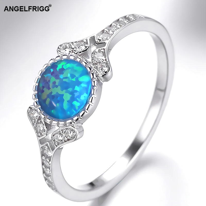 ANGELFRIGG, натуральная 925 пробы, серебряные кольца для женщин с опалом, модные ювелирные изделия, подарок на Рождество, выпускной, вечерние