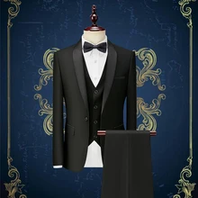 Costume de smoking pour Homme, tenue de bal, Slim, décontracté, rouge, couleur unie, Blazer, gilet, pantalon, col châle, nouvelle collection 