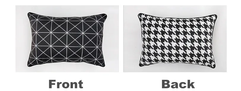 Double Side Print Black White Geometric Pillow Cover Geometric Cushion Cover Velvet Home Decorative 30x50cm Sofa Bed Chair