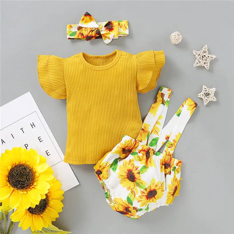 yellow color baby girl clothes set (4)