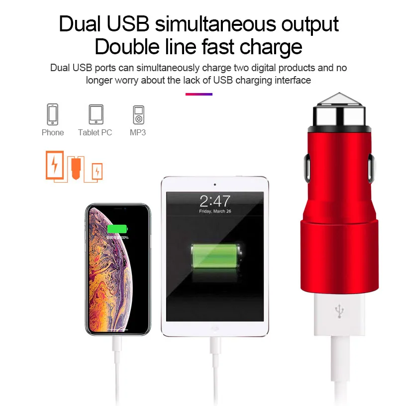 Denicer автомобильное зарядное устройство 1а/2а USB Автомобильное зарядное устройство для прикуривателя мини USB Автомобильные аксессуары с дополнительным двойным зарядным устройством USB универсальный