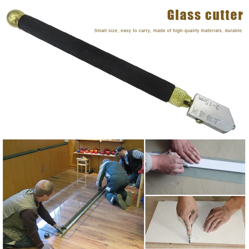 Professional Glass Cutter Diamond Tip Anti-slip Metal Handle 3-15mm Cutting Tool CLH@8 glass cutter