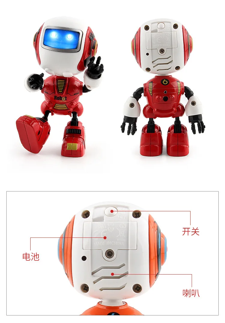 Robot Toys Early Childhood Sound Making Shining Alloy Sensing Cute Mini Intelligent Robot Model Garage Kit Batch