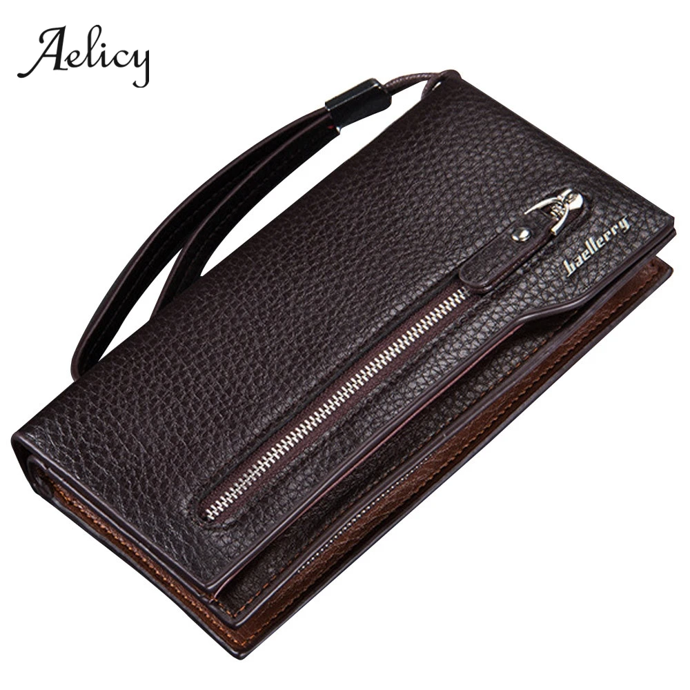 

Aelicy 2019 Luxury Brand Men Wallets Long Men Purse Wallet Male Clutch Leather Zipper Wallet Men Business Male Wallet Coin