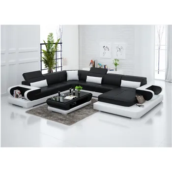 

modern black and white leather sofa with genuine leather