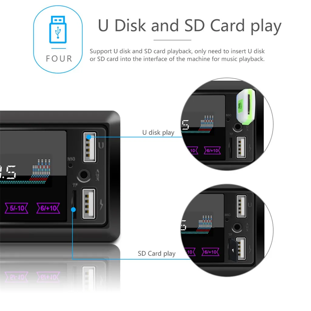 Сенсорный экран двойной USB Мобильный Bluetooth MP3 плеер семь цветов светильник карта радио многофункциональный MP3 музыкальный плеер Bluetooth