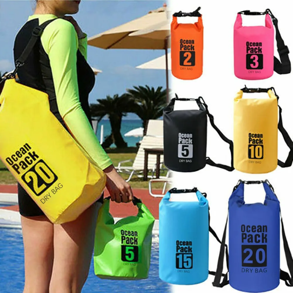 For Canoe Floating Boating Kayaking Camping Dry Bag Sack 5L Waterproof Backpack #4R20 (2)