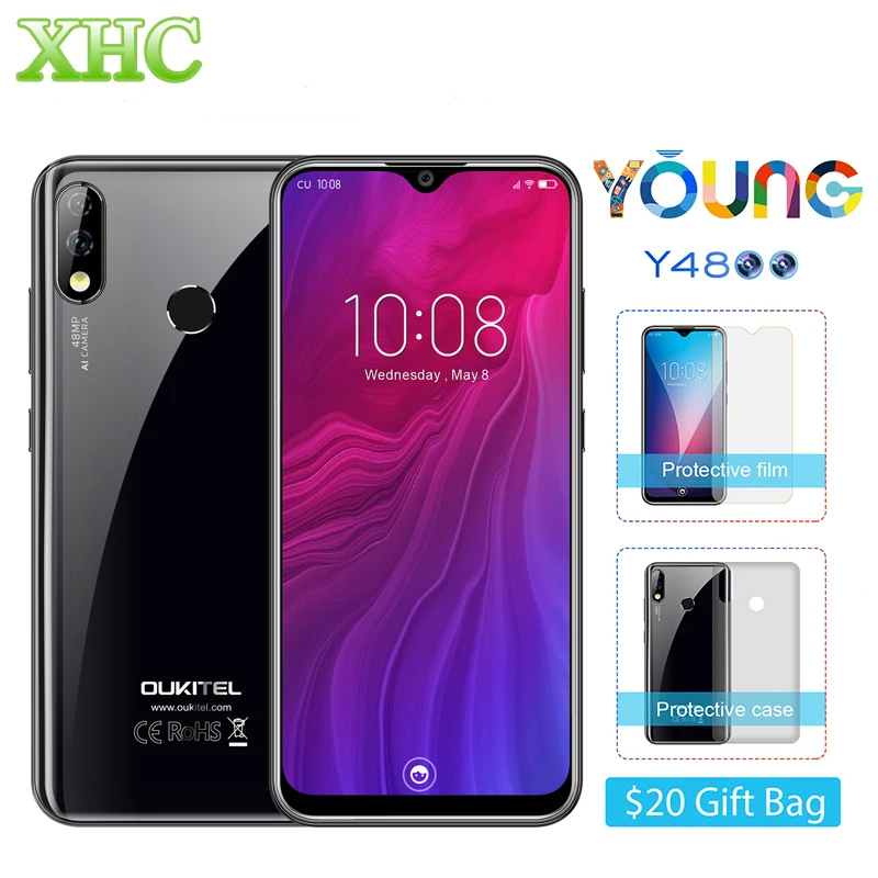 OUKITEL Y4800 48MP камера 6 ГБ 128 отпечаток пальца восьмиядерный смартфон 3 ''Капля