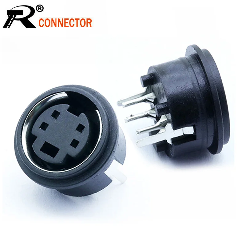 10 шт./лот 4 контактный гнездовой разъем Mini DIN Jack PS2 мини Цилиндрический