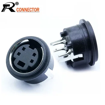 

10pcs/lot 4 Pin Mini DIN Female Socket Connector 4Pin DIN Mini Jack PS2 Mini Circular DIN Terminal Chassis