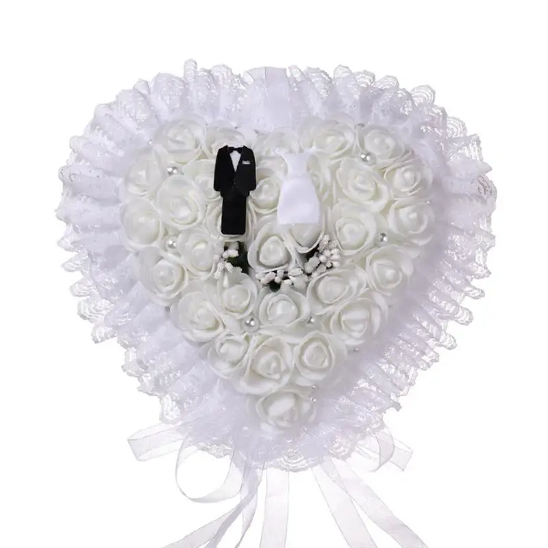 Foam Floral Ring Cushion Bride Dress Groom Suit Design Bearer Lace Decorative Pillow for Western Wedding Ceremony | Дом и сад