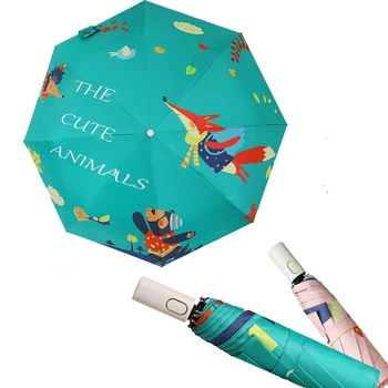 

Cartoon Automatic Umbrellas Men 3Folding Umbrella Rain Windproof Silver Coating Anti-UV Umbrella for Women Kid Children Parasol