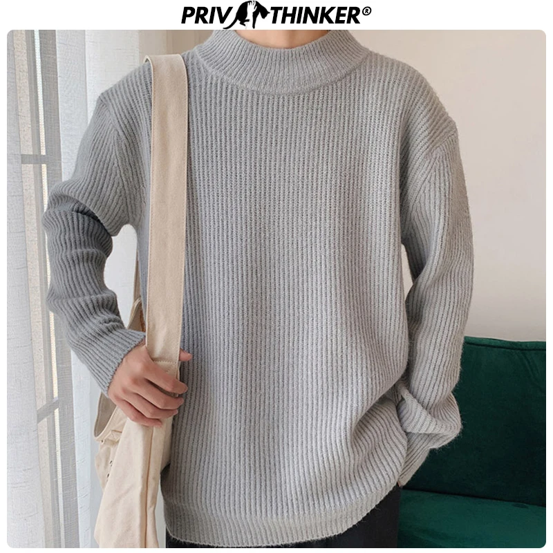 

Privathinker 2020 Autumn 9 Colors Sweater Men Pullovers Tops Casual Male Knitted Solid Streetwear Mens Warm Sweater Fashions