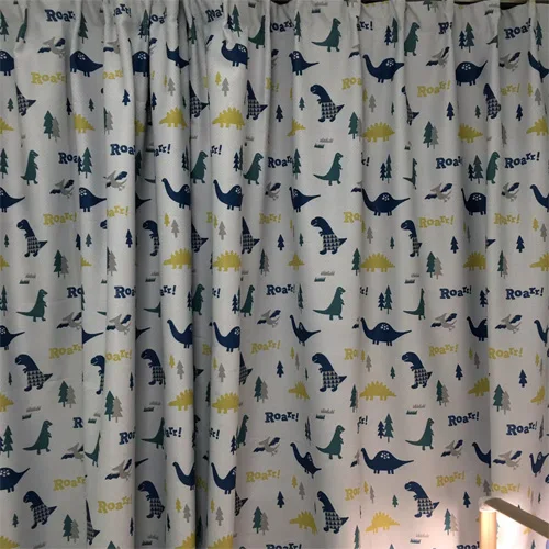 curtain Затемненные шторы с динозавром для детской комнаты, Мультяшные шторы для мальчиков, милые оконные шторы для детской спальни - Цвет: curtain