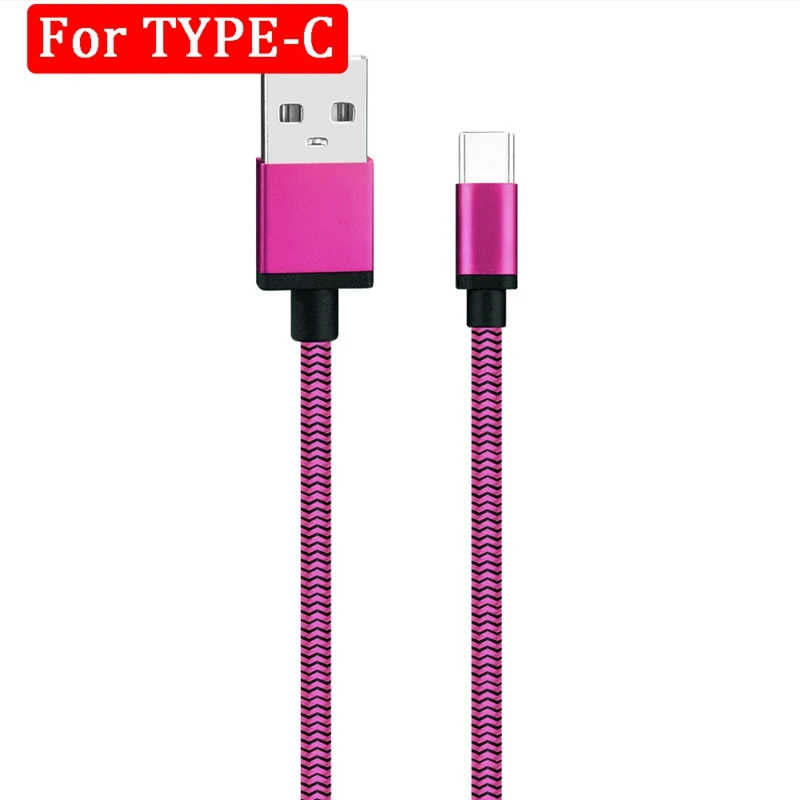 2 м данных USB зарядное устройство кабель Магнитный кабель Micro usb type C Быстрый Android данных зарядное устройство Быстрая зарядка длинный провод шнур - Цвет: Type C Rose Red