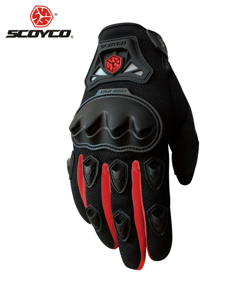 SCOYCO мотоциклетные перчатки летние дышащие Guantes Moto Перчатки сенсорные Мотоциклетные Перчатки мотокросса внедорожные гоночные перчатки - Цвет: MC29 Red