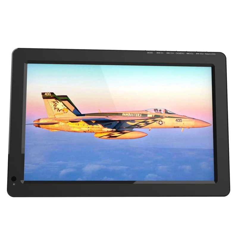 Портативный 12,1 дюймовый TFT светодиодный 1080P Dvbt2 цифровой аналоговый ТВ H.265 HDMI-IN автомобильный телевизор Поддержка USB TF кард-ридер с европейской вилкой