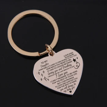 

FLYANGEL Heart Style Keychain Engraved To My Daughter I Love You Fashion Key Holder Bag Charm Jewelry Gifts For Daughter