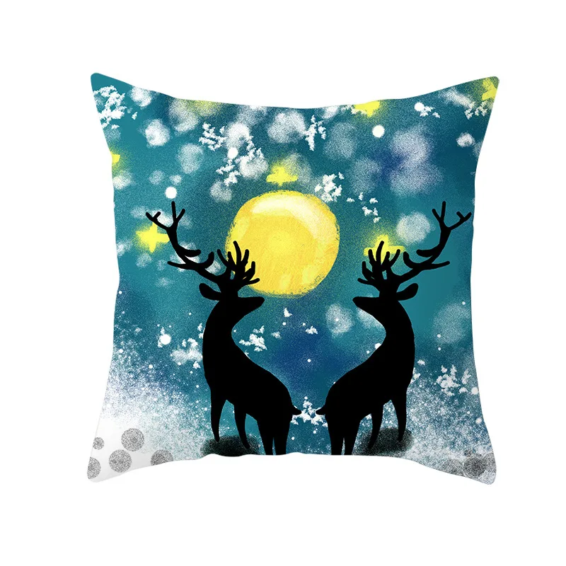 Чехол для подушки с изображением оленя и дерева, современный домашний декоративный чехол для подушки с изображением деревьев и цветов для гостиной