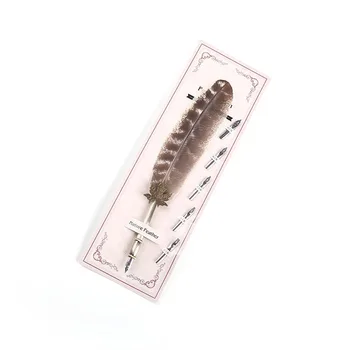 

Office Easy Apply Calligraphy Portable Alloy Nibs Gift Lightweight Writing Stationery Retro School Artificial Feather Pen Smooth