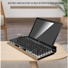 

2022 Retro Mechanical Keyboard Dot Typewriter Wireless Bluetooth Keyboards 83keys Blue Switch Computer Keyboards For PC Laptop