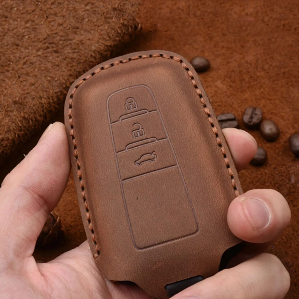 Кожаный чехол для автомобильных ключей с 3 кнопками бумажник Toyota CHR C HR Camry Prius Prado