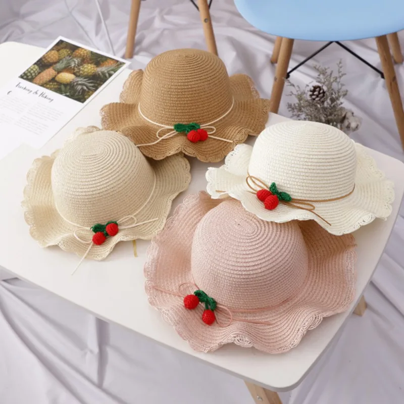 Kids Charm Princess Straw Baby Girl Sun Beach Hat Cap& Handbag 2pcs Lovely Summer 4-8Y Lovely Toddler Baby Travel Accessories