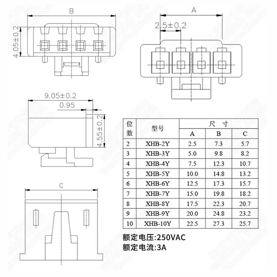 Connector - 10sets Xhb2.54-5p Connector 2.54mm 2/3/4/5/6/7p