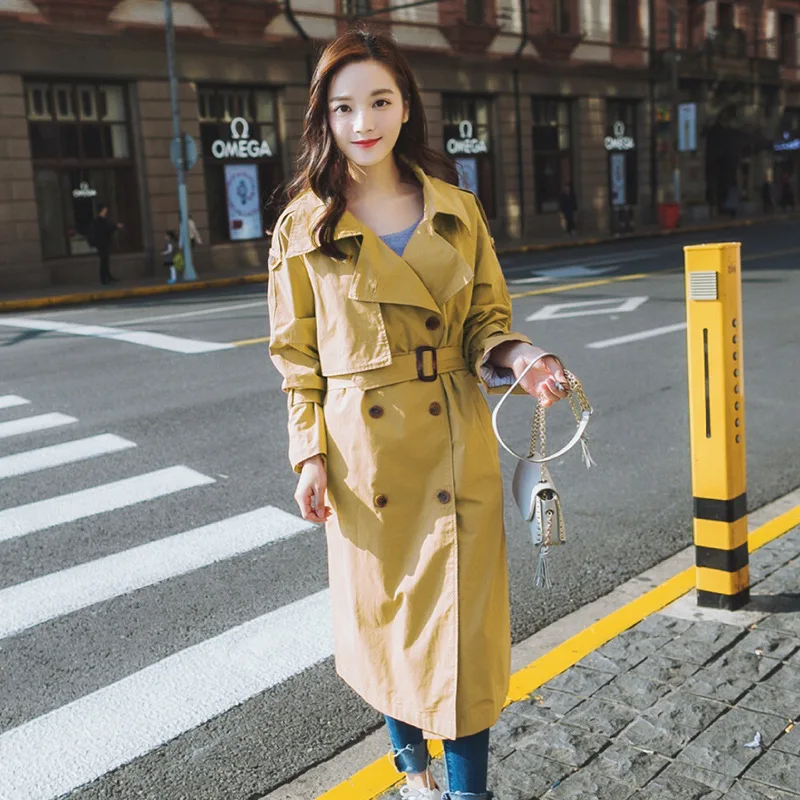 Large Cargo Photo Shoot Large Size Korean-style Loose-Fit over-the-Knee Trench Coat(Limit 178