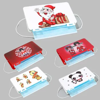 

Storage Box for Disposable Masks Christmas Peking Opera Style Dustproof Face Mask Storage Case Safe Protection Masks Container