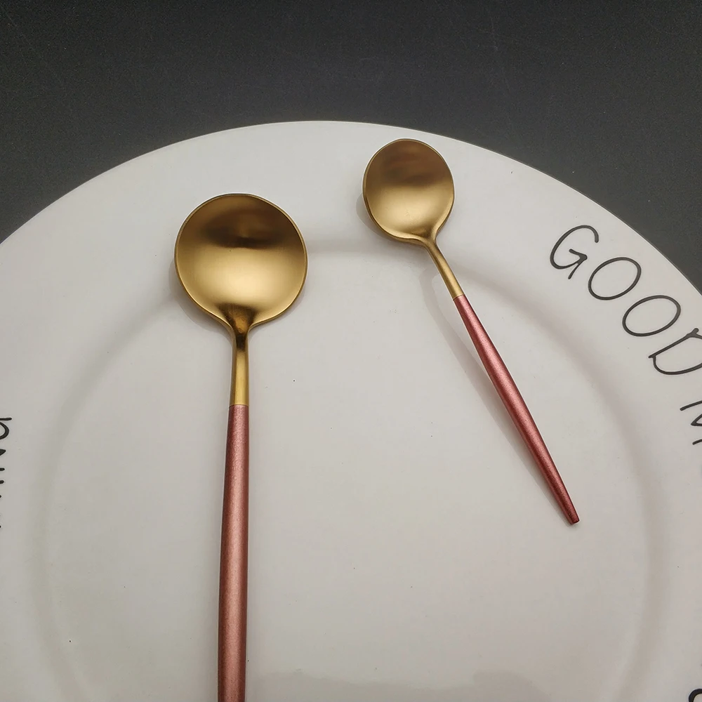Лидер продаж маленькие размеры fourchettes couteaux cuilleres столовое серебро Нержавеющая сталь Розовое золото столовые приборы вилка ложка нож обеденный набор