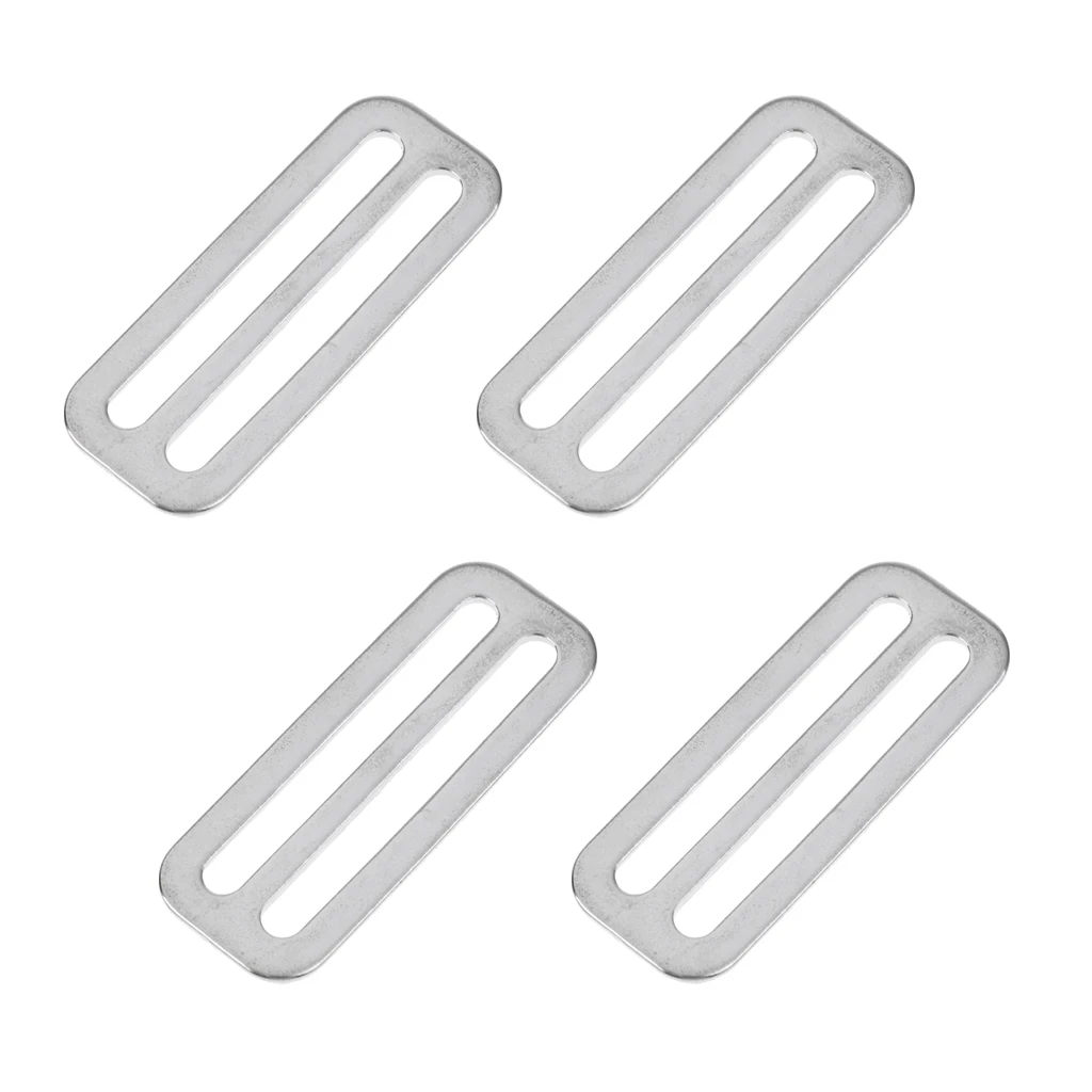 4pcs 316 Stainless Steel Slide Buckles Keeper For 50mm Dive Webbing/ Harness
