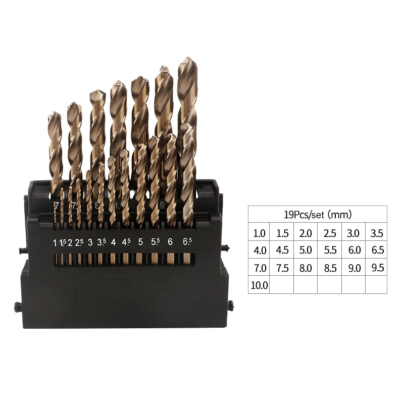 19 шт HSS спиральные сверла набор M42 Высокоскоростная сталь 8% Кобальт сверла медь алюминий железо дерево нержавеющая сталь Металл сверление