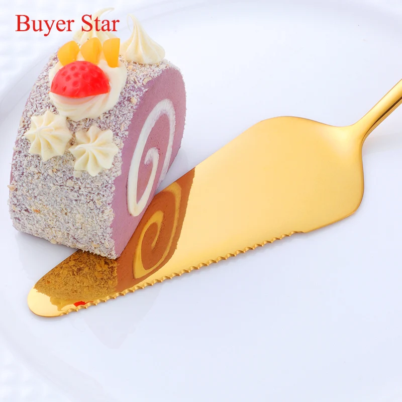 2PCS Stainless Steel Cake Shovel Golden Pizza Cheese Service tools Knife Baking Cooking Tools set bakeware metal Turner Divider