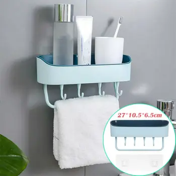 

Punch free Storage Rack Holder Shelves Bathroom Wall Hanging Organizer Rectangle Suction Cup Shower Shelf Kitchen Storage Rack
