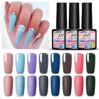 

1 Bottle 8ml MAD DOLL 8 Colors Blue Series UV Gel Colorful Soak Off Manicuring Nail UV Gel Polish Nail Art Design